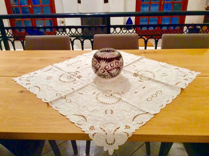 Handmade cutwork white square tablecloth - Image 7