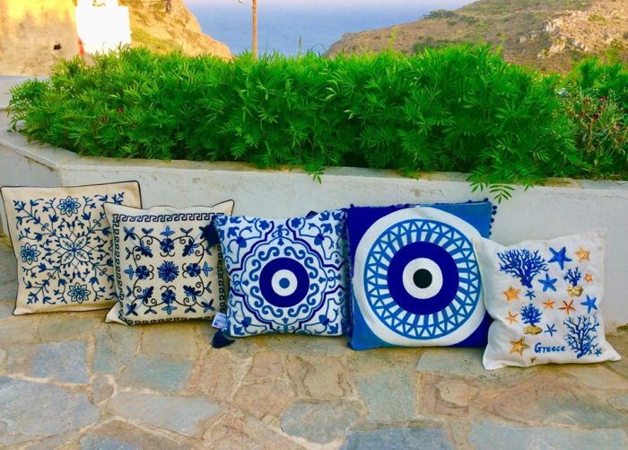 Decorative cushion embroidered with traditional greek design - Image 3