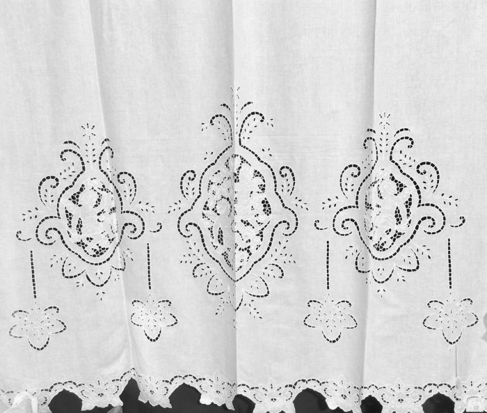 Cutwork handmade curtain with angels old traditional pattern