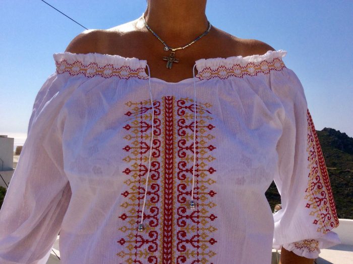 Cotton Shirt embroidered with Greek traditional designs - Image 9