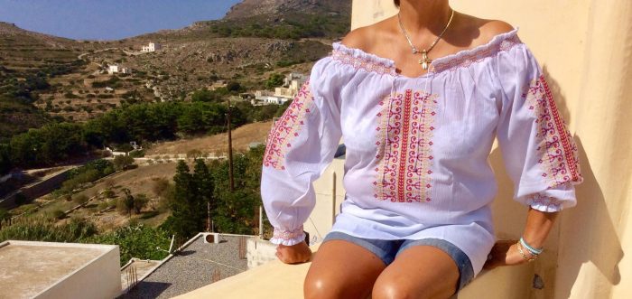 Cotton Shirt embroidered with Greek traditional designs - Image 7