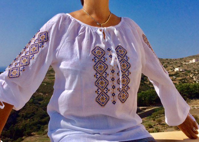Cotton Shirt embroidered with Greek traditional designs - Image 2