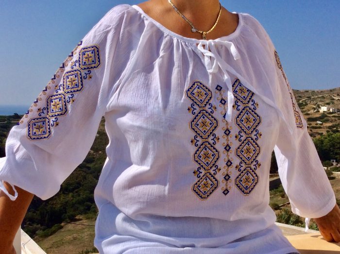 Cotton Shirt embroidered with Greek traditional designs
