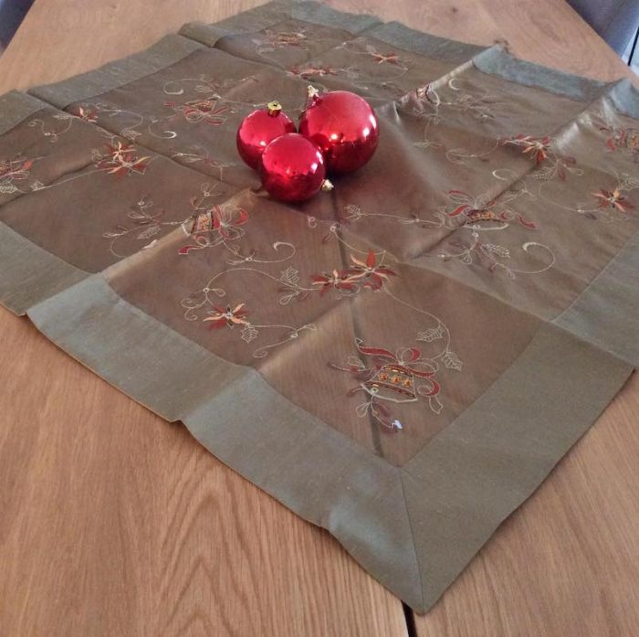 Christmas square embroidered tablecloth