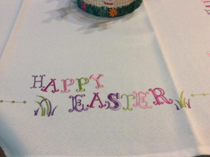 Tablecloth embroidered with easter designs